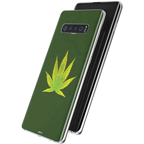 Marijuana Leaf Light Green Galaxy S10 Skin