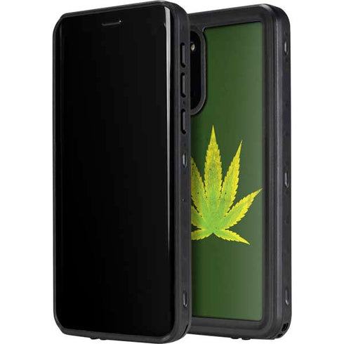 Marijuana Leaf Light Green Galaxy S20 Plus Waterproof Case