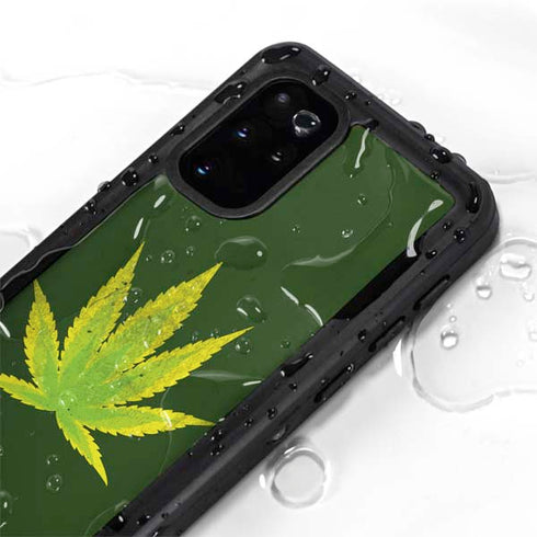 Marijuana Leaf Light Green Galaxy S20 Plus Waterproof Case