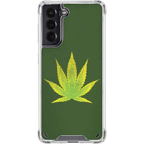 Marijuana Leaf Light Green Galaxy S21 5G Clear Case