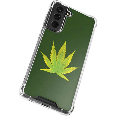 Marijuana Leaf Light Green Galaxy S21 FE Clear Case