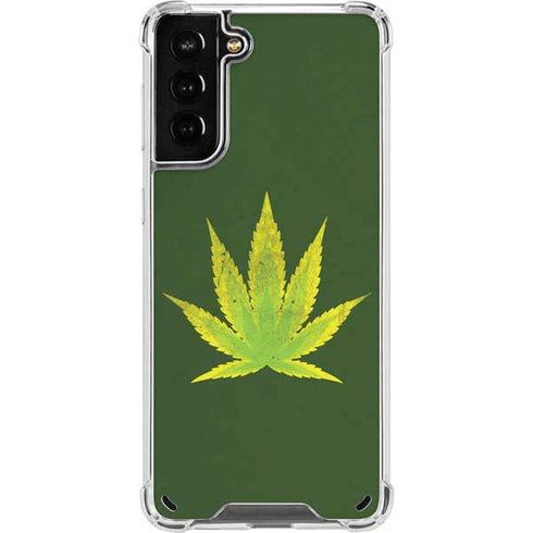 Marijuana Leaf Light Green Galaxy S21 Plus 5G Clear Case