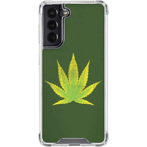 Marijuana Leaf Light Green Galaxy S22 Clear Case