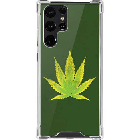 Marijuana Leaf Light Green Galaxy S22 Ultra Clear Case