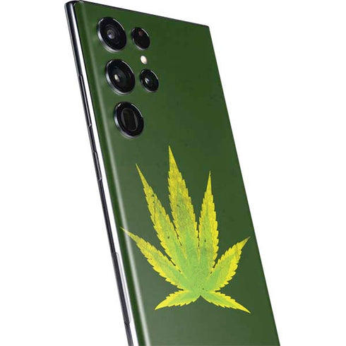 Marijuana Leaf Light Green Galaxy S22 Ultra Skin