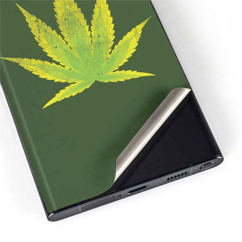 Marijuana Leaf Light Green Galaxy S22 Ultra Skin