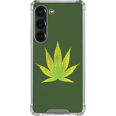 Marijuana Leaf Light Green Galaxy S23 Clear Case