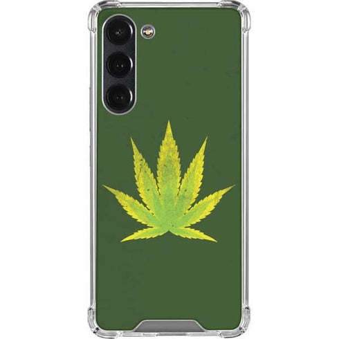 Marijuana Leaf Light Green Galaxy S23 Plus Clear Case