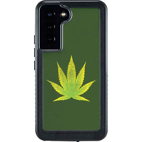 Marijuana Leaf Light Green Galaxy S23 Plus Waterproof Case