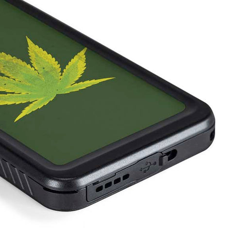 Marijuana Leaf Light Green Galaxy S23 Plus Waterproof Case