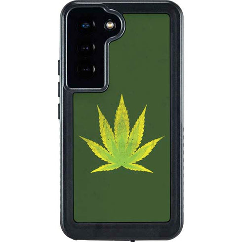 Marijuana Leaf Light Green Galaxy S23 Waterproof Case