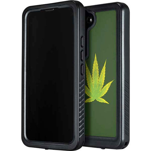 Marijuana Leaf Light Green Galaxy S23 Waterproof Case
