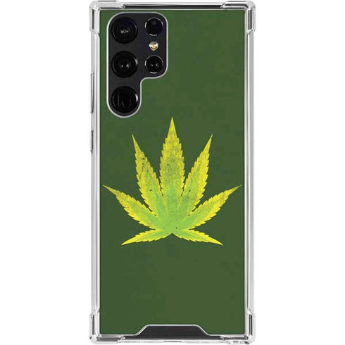 Marijuana Leaf Light Green Galaxy S24 Ultra Clear Case