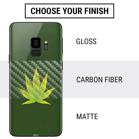 Marijuana Leaf Light Green Galaxy S9 Skin