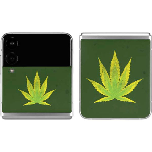 Marijuana Leaf Light Green Galaxy Z Flip4 5G Skin