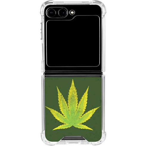 Marijuana Leaf Light Green Galaxy Z Flip5 5G Clear Case