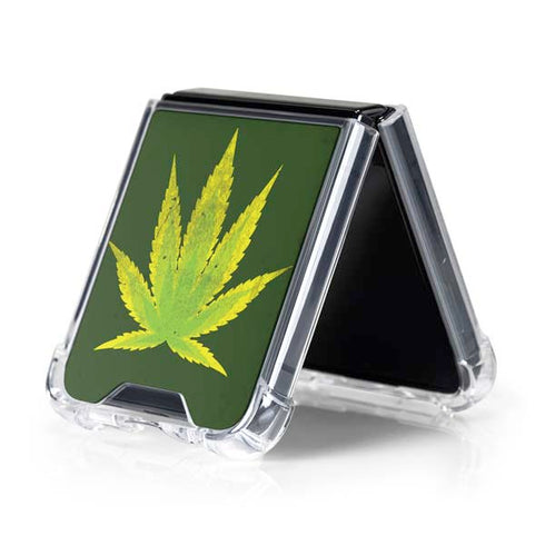 Marijuana Leaf Light Green Galaxy Z Flip5 5G Clear Case