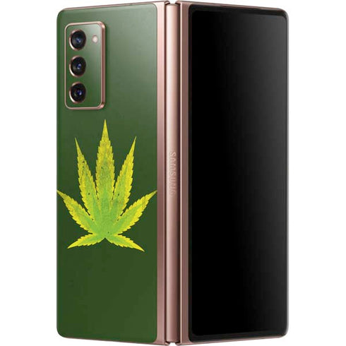Marijuana Leaf Light Green Galaxy Z Fold2 5G Skin