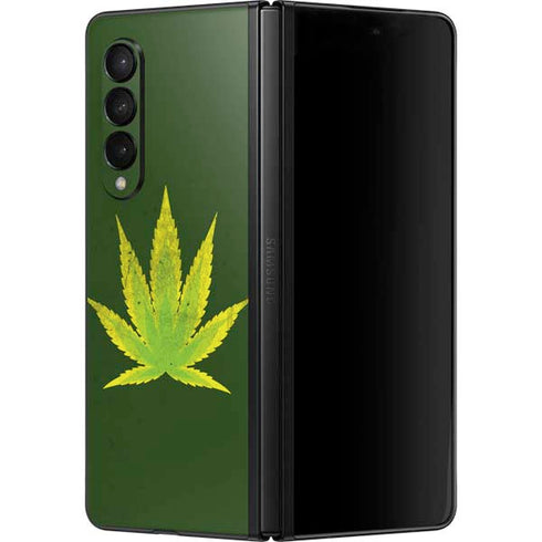 Marijuana Leaf Light Green Galaxy Z Fold3 5G Skin