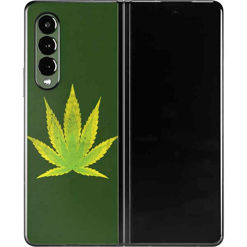 Marijuana Leaf Light Green Galaxy Z Fold3 5G Skin