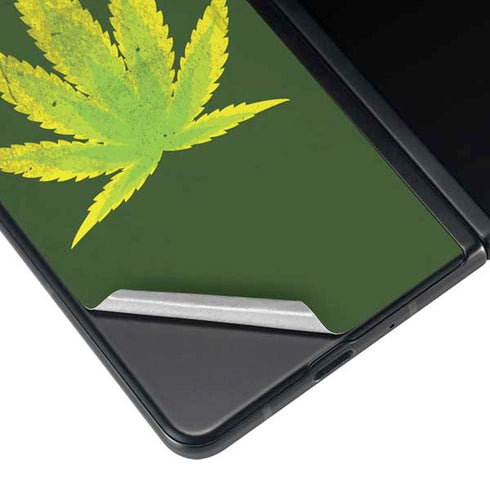 Marijuana Leaf Light Green Galaxy Z Fold3 5G Skin