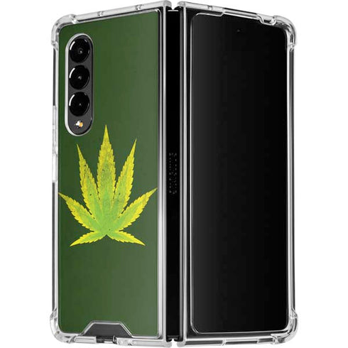 Marijuana Leaf Light Green Galaxy Z Fold4 5G Clear Case