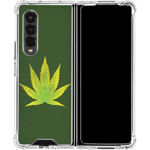 Marijuana Leaf Light Green Galaxy Z Fold4 5G Clear Case
