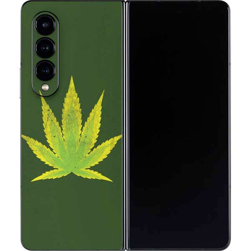 Marijuana Leaf Light Green Galaxy Z Fold4 5G Skin