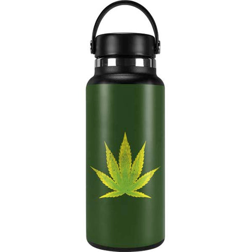 Marijuana Leaf Light Green Hydro Flask 32oz Wide Mouth Skin