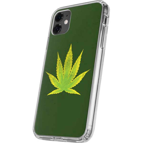 Marijuana Leaf Light Green iPhone 11 Clear Case