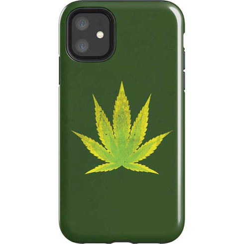 Marijuana Leaf Light Green iPhone 11 Impact Case