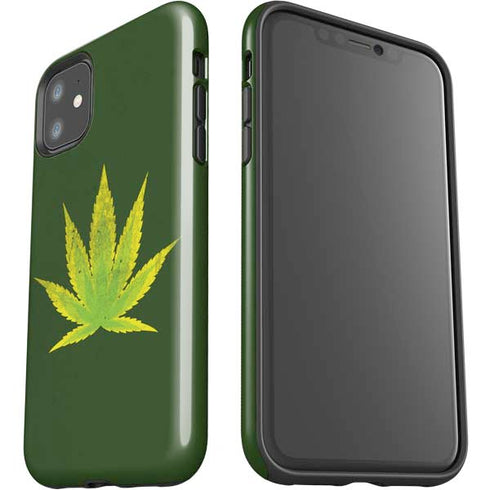 Marijuana Leaf Light Green iPhone 11 Impact Case
