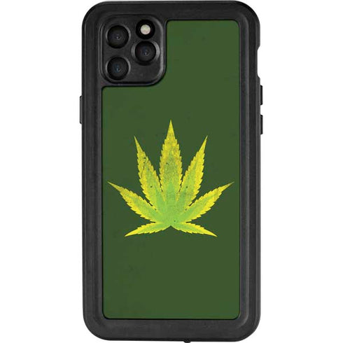 Marijuana Leaf Light Green iPhone 11 Pro Max Waterproof Case