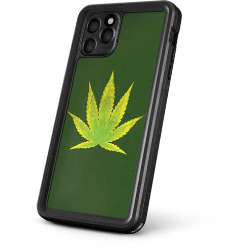 Marijuana Leaf Light Green iPhone 11 Pro Waterproof Case