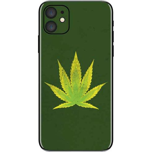Marijuana Leaf Light Green iPhone 11 Skin