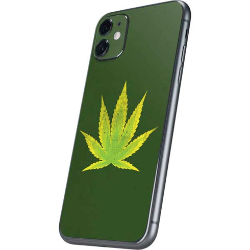 Marijuana Leaf Light Green iPhone 11 Skin