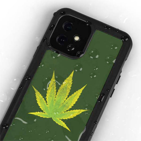Marijuana Leaf Light Green iPhone 12 Mini Waterproof Case
