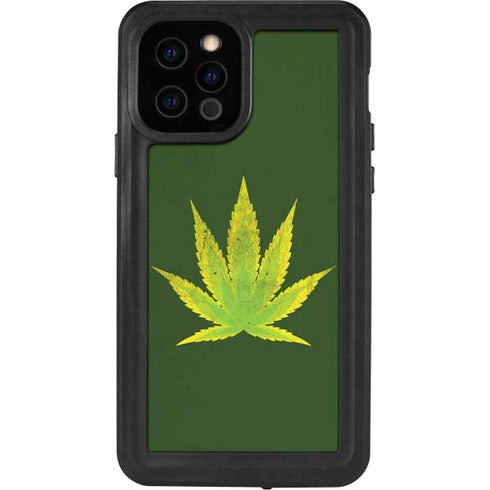Marijuana Leaf Light Green iPhone 12 Pro Waterproof Case