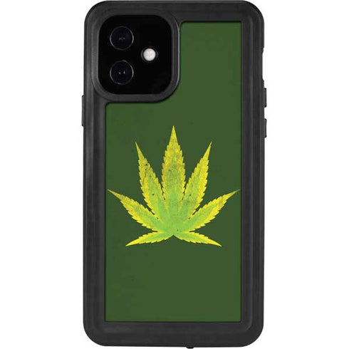 Marijuana Leaf Light Green iPhone 12 Waterproof Case