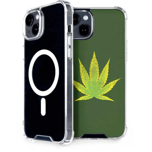 Marijuana Leaf Light Green iPhone 13 MagSafe Case
