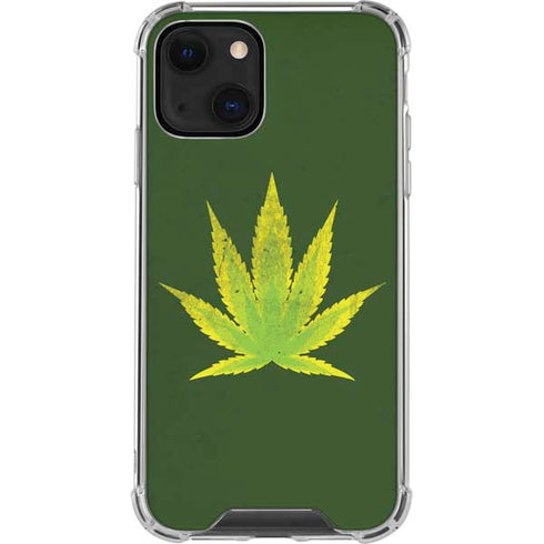 Marijuana Leaf Light Green iPhone 13 Mini Clear Case