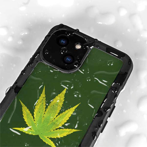 Marijuana Leaf Light Green iPhone 13 Mini Waterproof Case