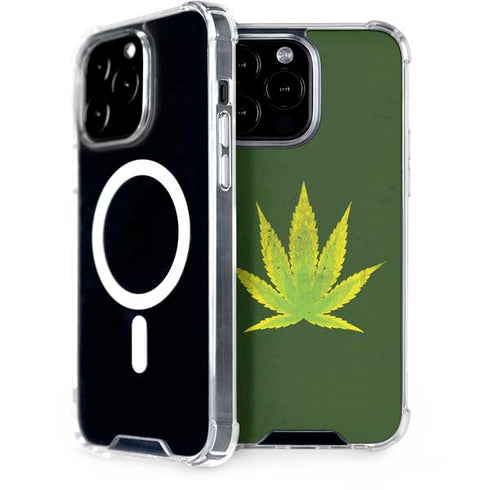 Marijuana Leaf Light Green iPhone 13 Pro Max MagSafe Case