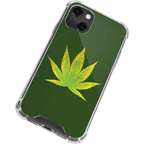 Marijuana Leaf Light Green iPhone 14 Plus Clear Case