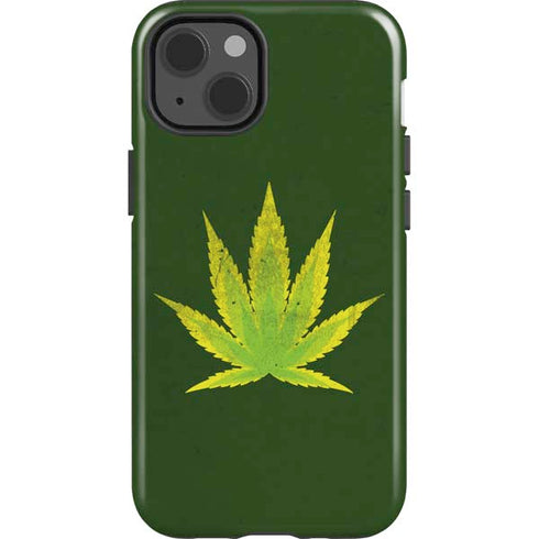 Marijuana Leaf Light Green iPhone 15 Impact Case
