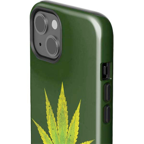 Marijuana Leaf Light Green iPhone 15 Impact Case