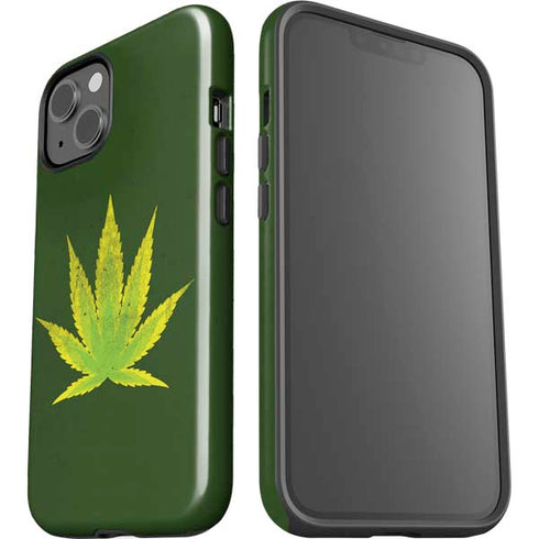 Marijuana Leaf Light Green iPhone 15 Impact Case
