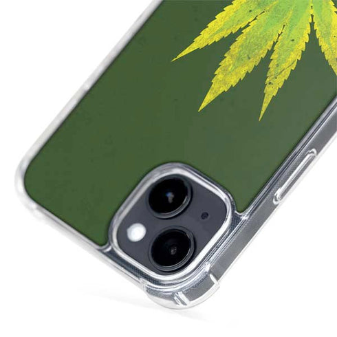 Marijuana Leaf Light Green iPhone 15 Plus MagSafe Case