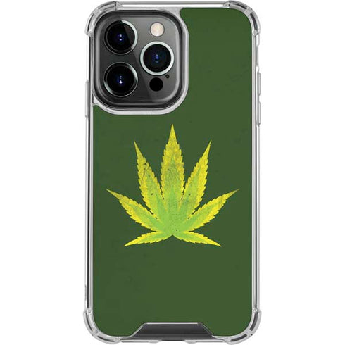 Marijuana Leaf Light Green iPhone 14 Pro Clear Case