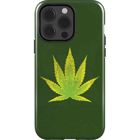 Marijuana Leaf Light Green iPhone 15 Pro Impact Case